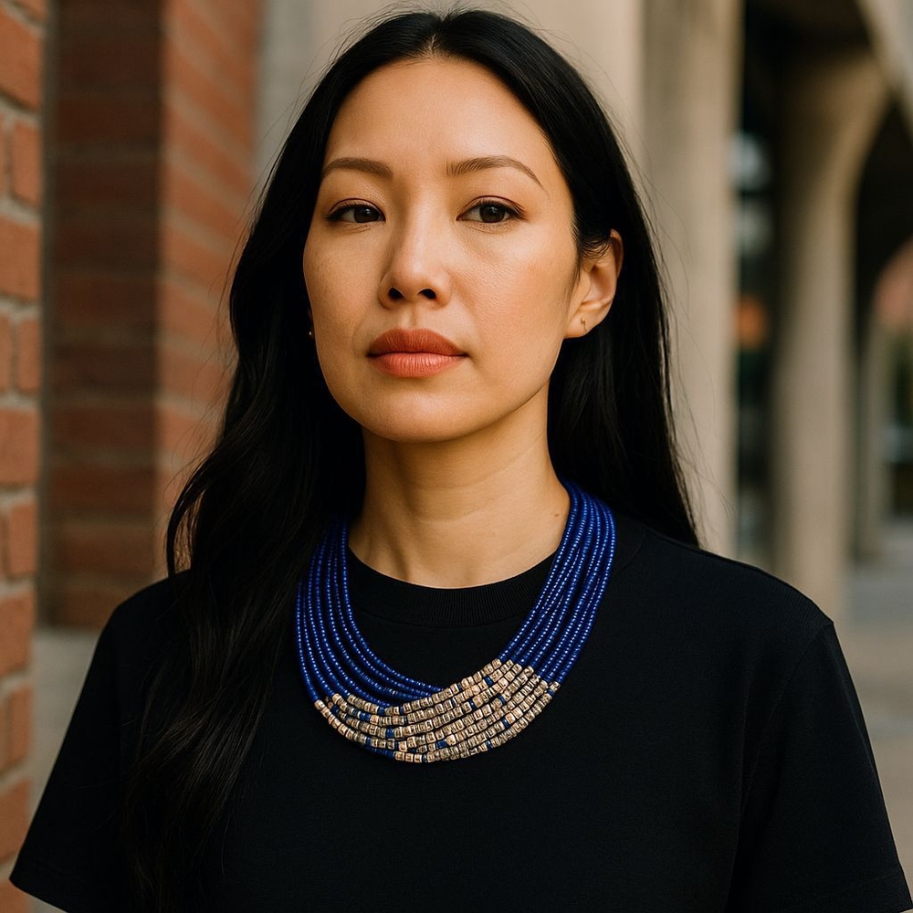 Elegant Blue and Silver Beaded Necklace